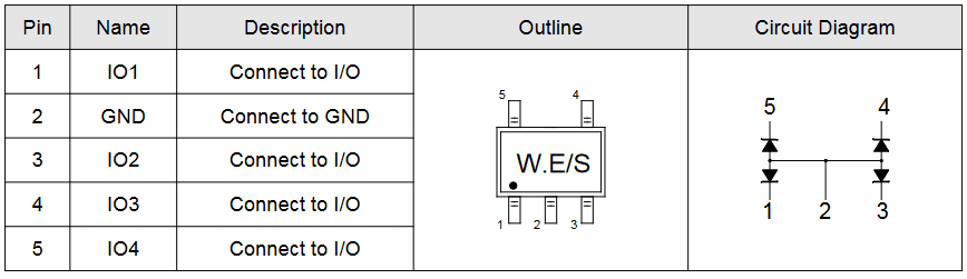 Миниатюра: Схема ESDALC6V1W5 (Elecsuper) 1