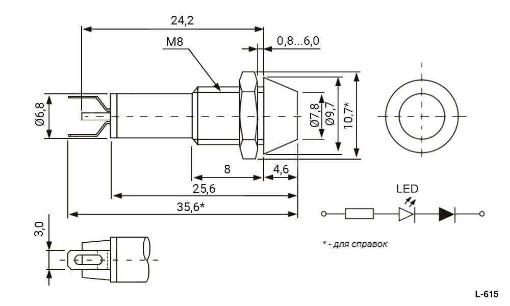 Миниатюра: Схема L-615-G 3v (8mm)