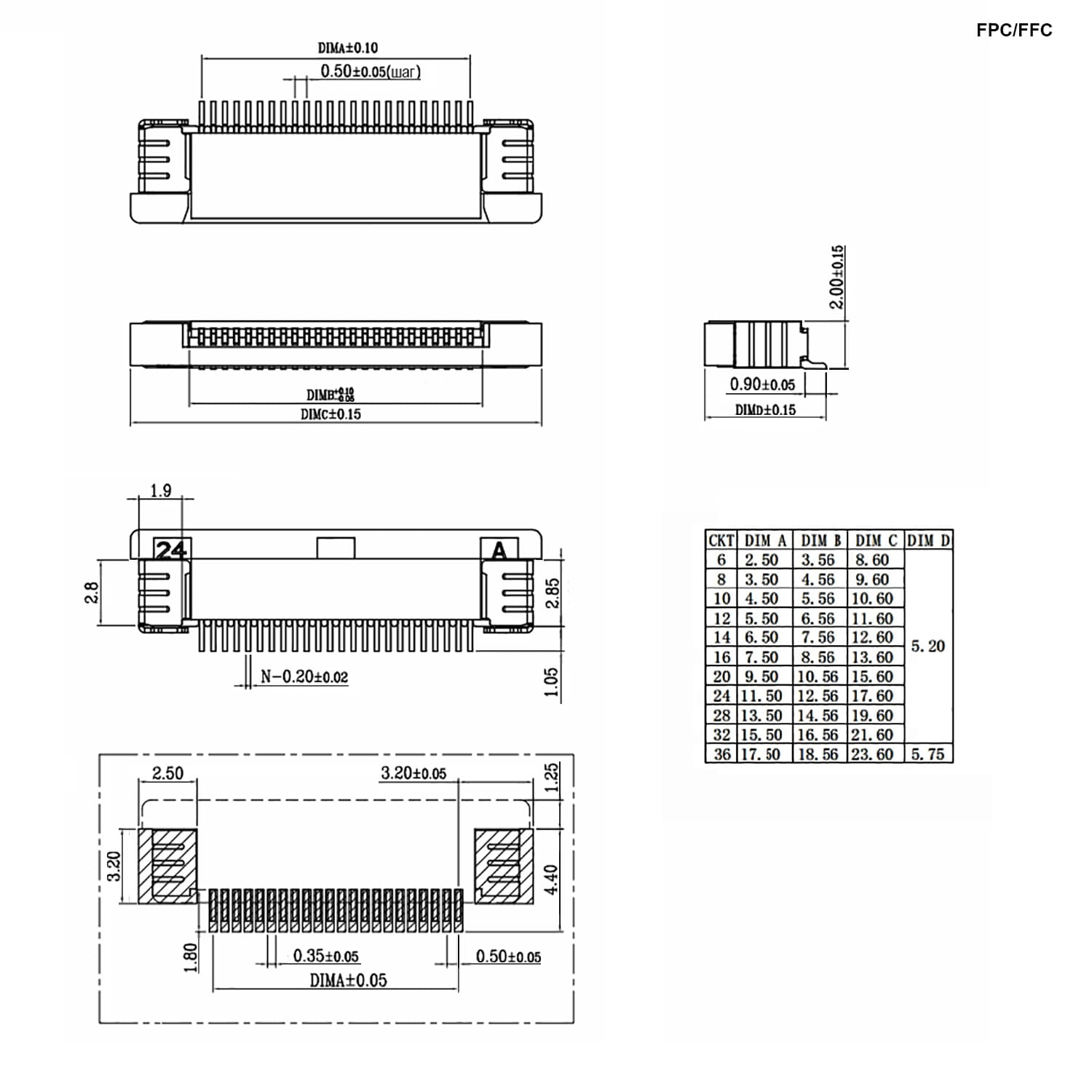 Миниатюра: Схема FPC/FFC 0.5mm 10A