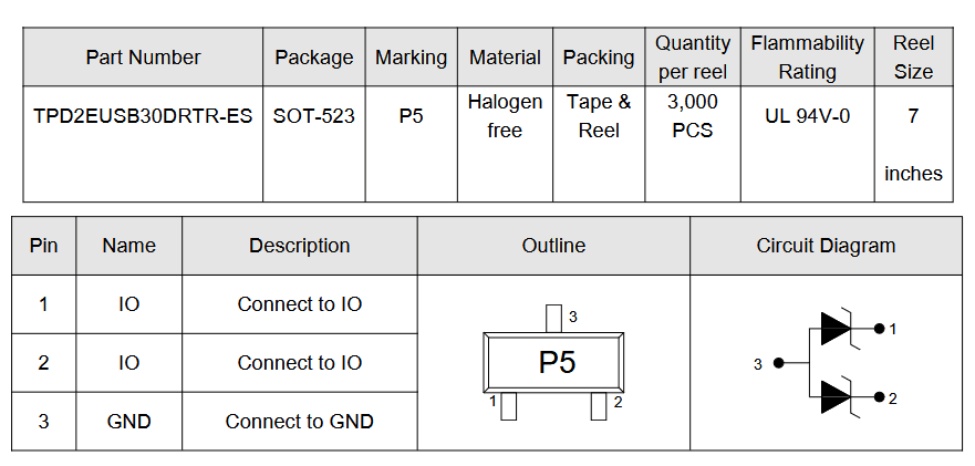 Миниатюра: Схема TPD2EUSB30DRTR