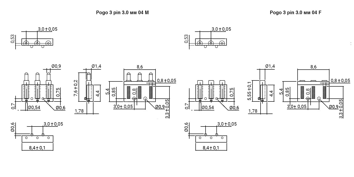 Миниатюра: Схема Pogo 3pin 3.0mm 04 MF