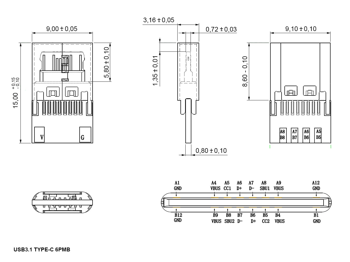 Миниатюра: Схема USB3.1 TYPE-C 6PMB