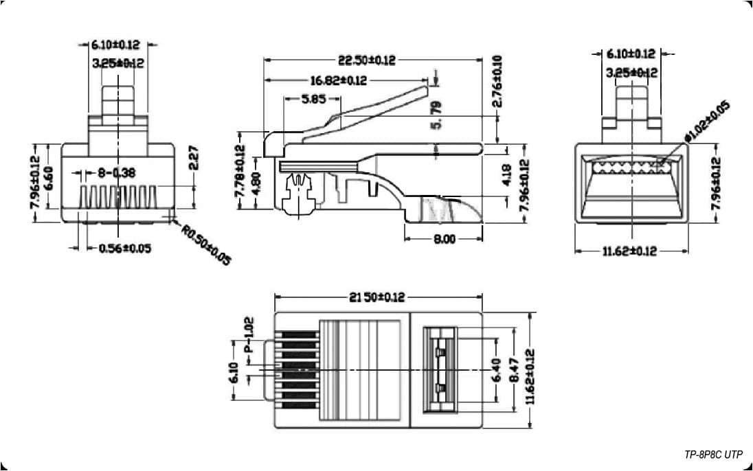 Миниатюра: Схема RJ45 (TP-8P8C) UTP