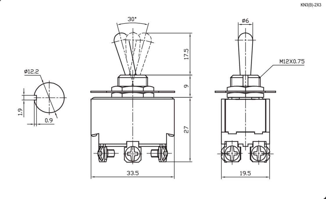 Миниатюра: Схема KN3(B)-223(A) (on)-off-(on)