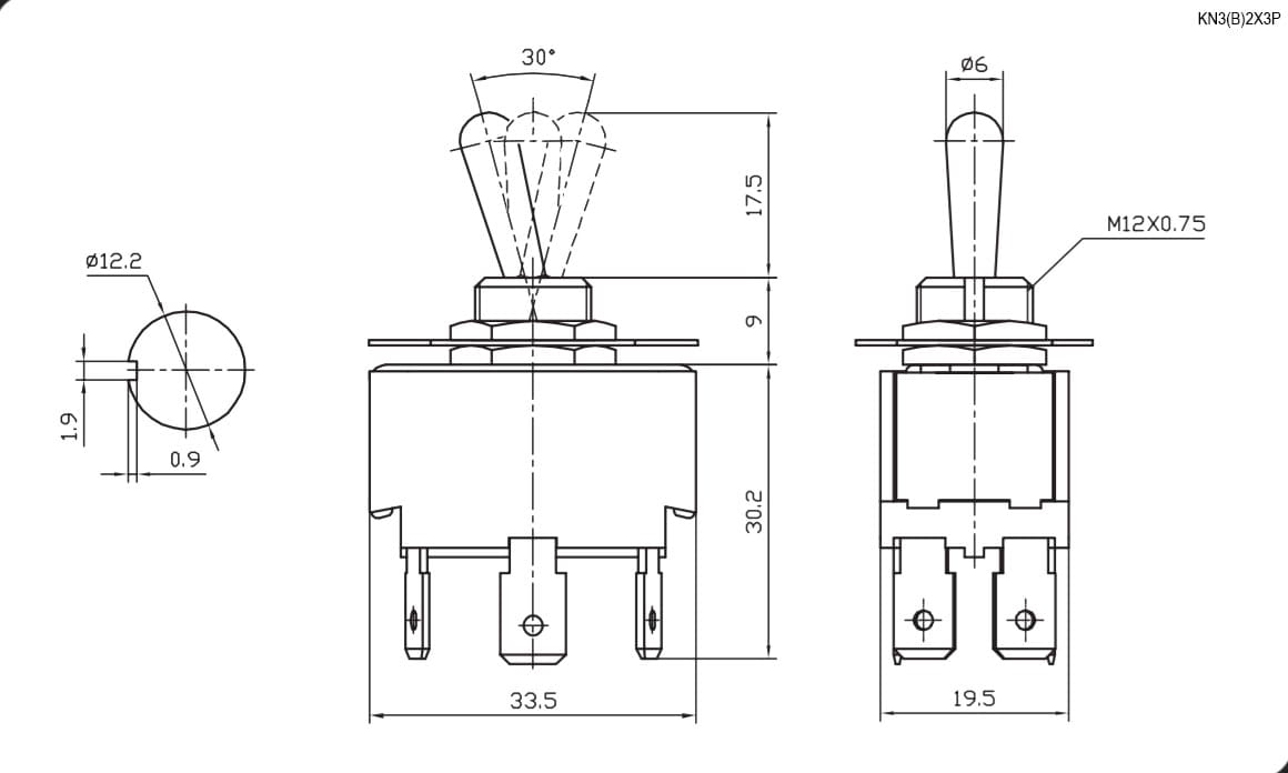 Миниатюра: Схема KN3(B)-203P(A) on-off-on