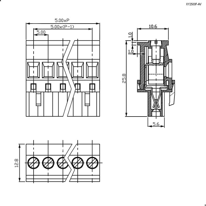 Миниатюра: Схема XY2500F-AV-06P 5mm(2EDKA-06)