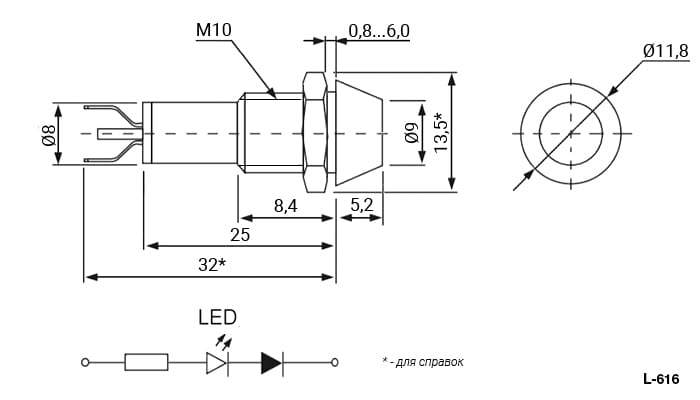 Миниатюра: Схема L-616-G 220v (10mm)