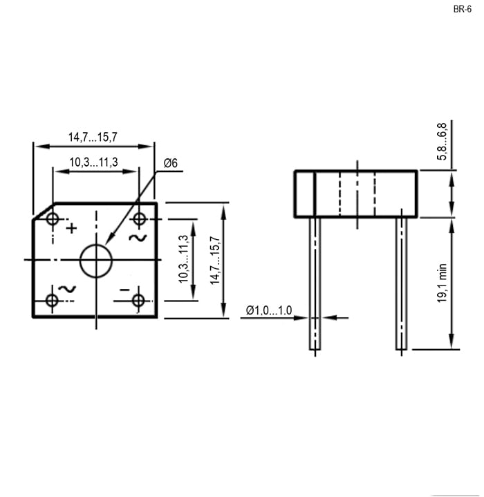 Миниатюра: Схема KBPC0610 6A 1000V (BR610)