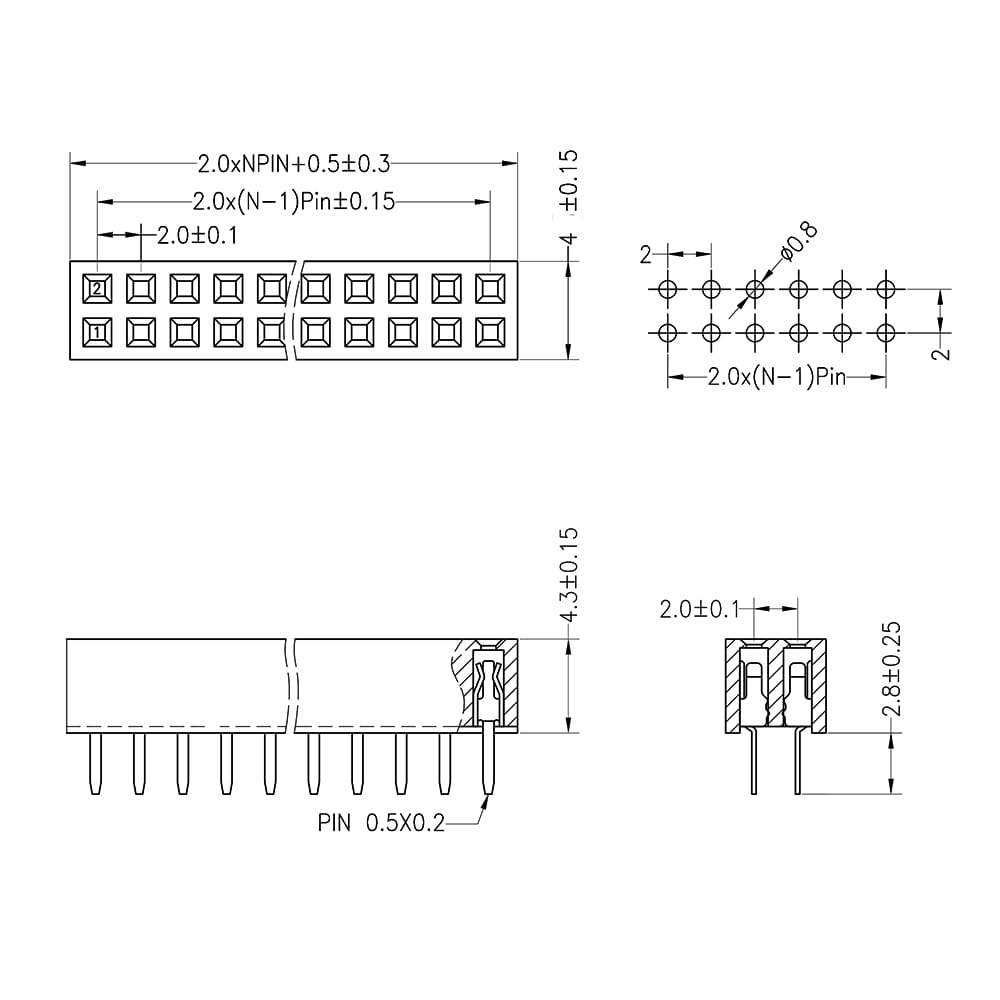 Миниатюра: Схема PBD2-40 (PBD2-2x20) 2.00 mm