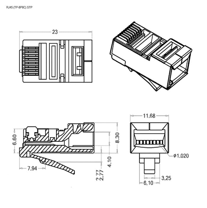Миниатюра: Схема RJ45 (TP-8P8C) STP