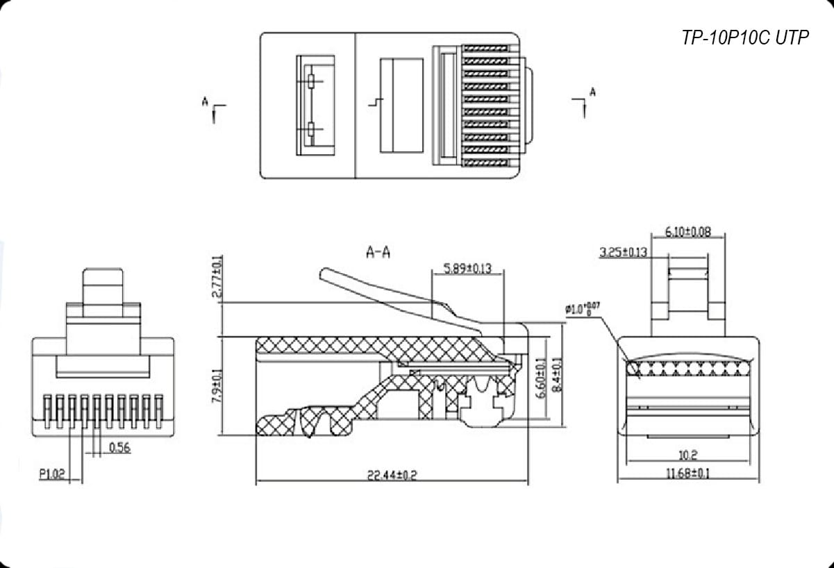 Миниатюра: Схема RJ45 (TP-10P10C) UTP