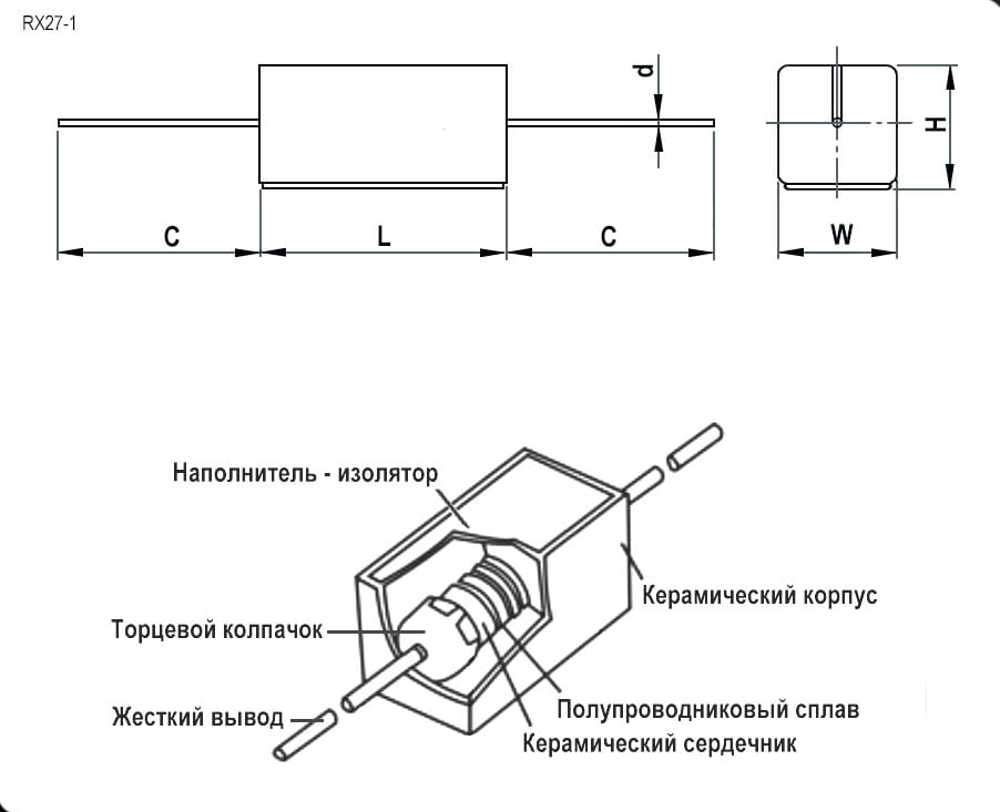 Миниатюра: Схема RX27-1 0.1 Ом 10W 5% / SQP10