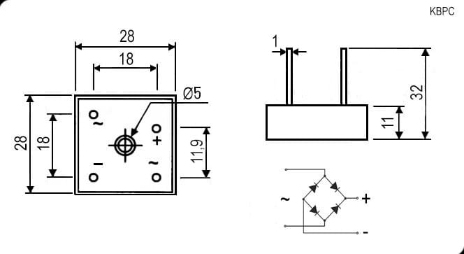Миниатюра: Схема KBPC5010W 50A 1000V