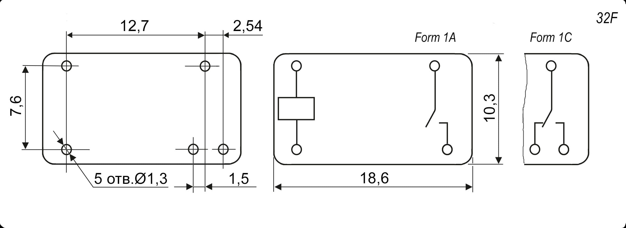 Миниатюра: Схема 32F (N/O) 12VDC 5A