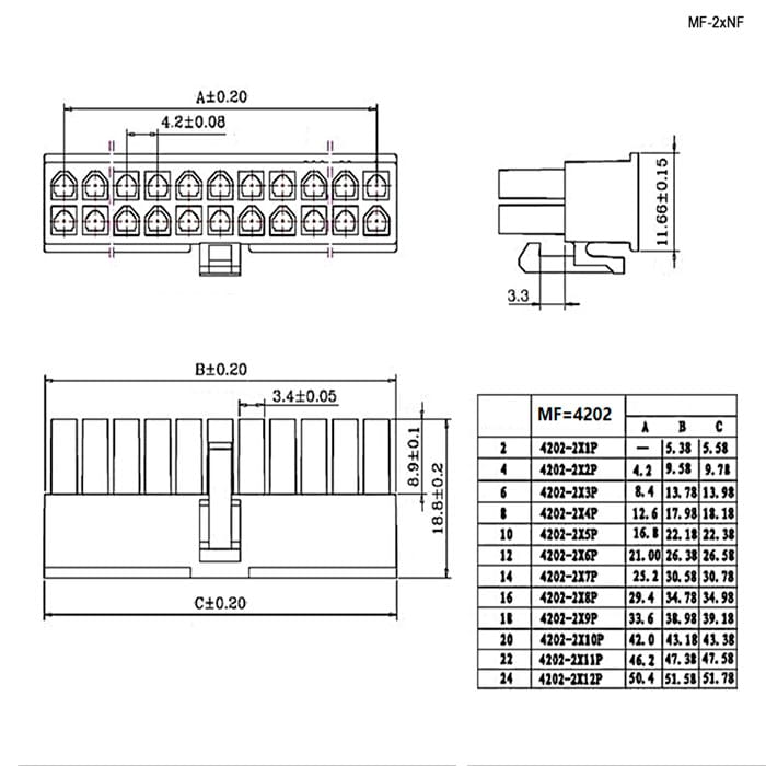 Миниатюра: Схема MF-2x3F wire 0,3m AWG20