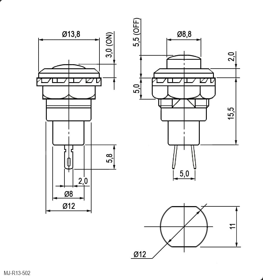 Миниатюра: Схема MJ-R13-502 off-(on) 1.5A 250VAC