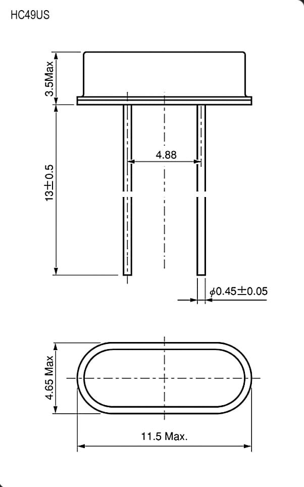 Миниатюра: Схема HC49US 7.372800MHz 16pF 30ppm