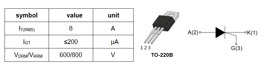 Миниатюра: Схема BT258-800R