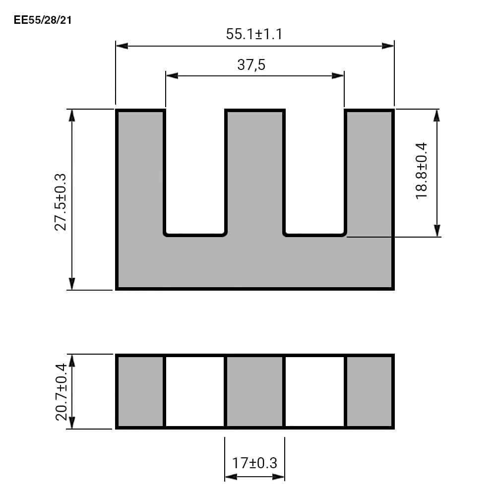 Миниатюра: Схема EE55/28/21 PC40