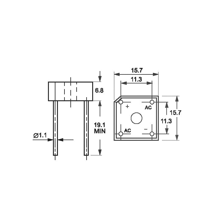 Миниатюра: Схема KBPC606 6A 600V ( BR606)