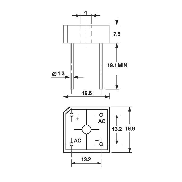 Миниатюра: Схема KBPC1004 10A 400V (BR100)