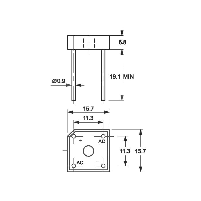 Миниатюра: Схема KBPC106 3A 600V ( BR306)