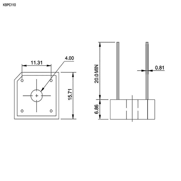 Миниатюра: Схема KBPC110 3A 1000V ( BR310) 1