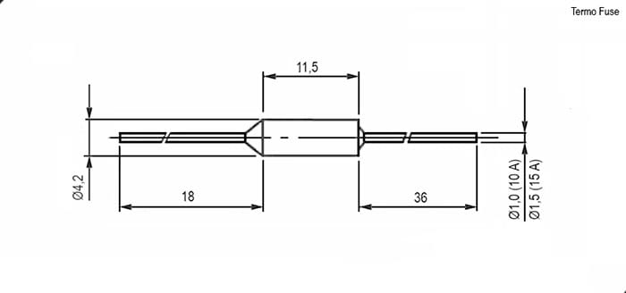 Миниатюра: Схема Termo fuse 184*C 10A axial