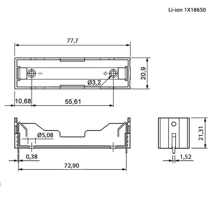 Миниатюра: Схема Battery Holder for Li-ion 1X18650