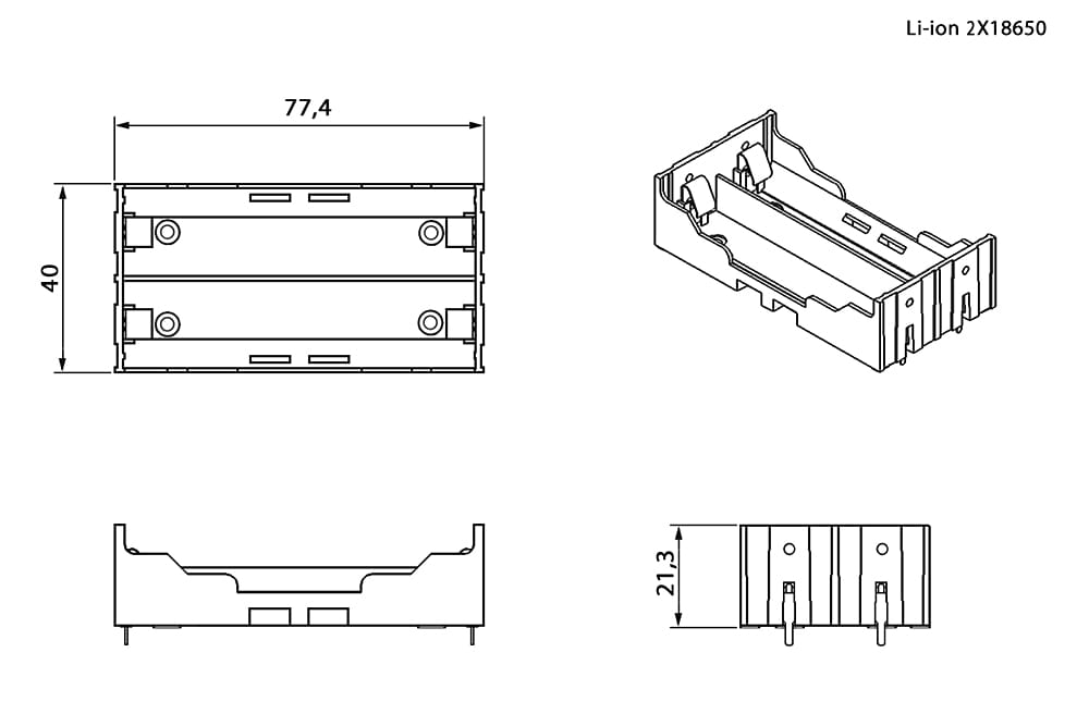Миниатюра: Схема Battery Holder for Li-ion 2X18650