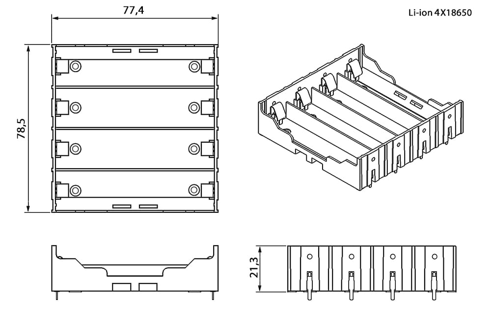 Миниатюра: Схема Battery Holder for Li-ion 4X18650 2