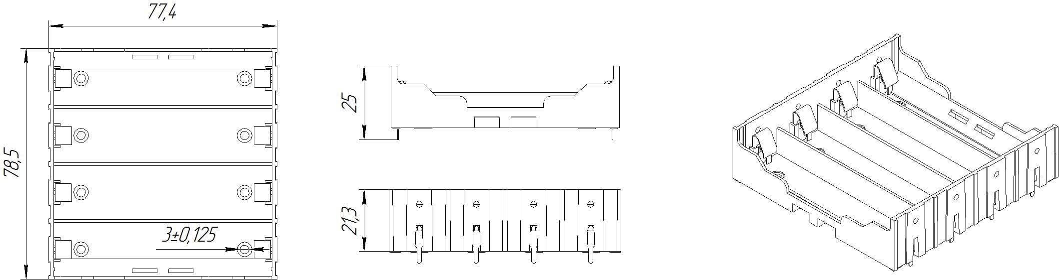 Миниатюра: Схема Battery Holder for Li-ion 4X18650 1