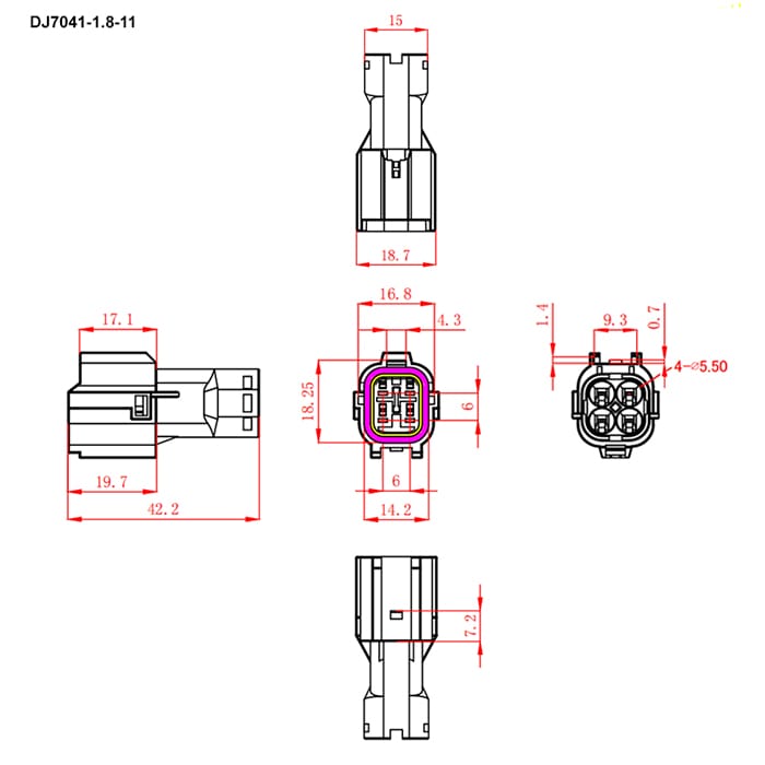 Миниатюра: Схема DJ7041-1.8-11 (18AWG 200mm)
