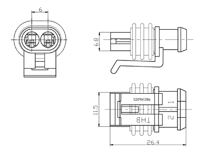 Миниатюра: Схема DJ7021-1.5-21 (18AWG 200mm)
